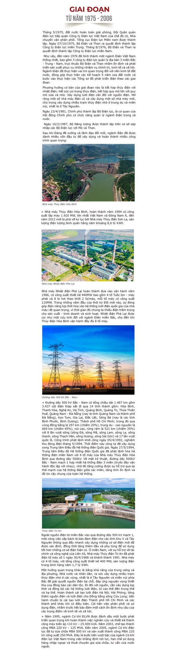 Sơ lược lịch sử hình thành và phát triển ngành điện Việt Nam